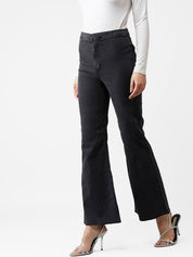 Kotty Women Black Bootcut High-Rise Clean Look Jeans