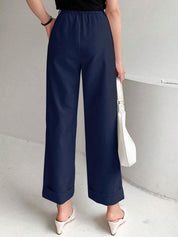 Kotty Women Relaxed Straight Leg Fit High-Rise Easy Wash Pleated Parallel Trousers