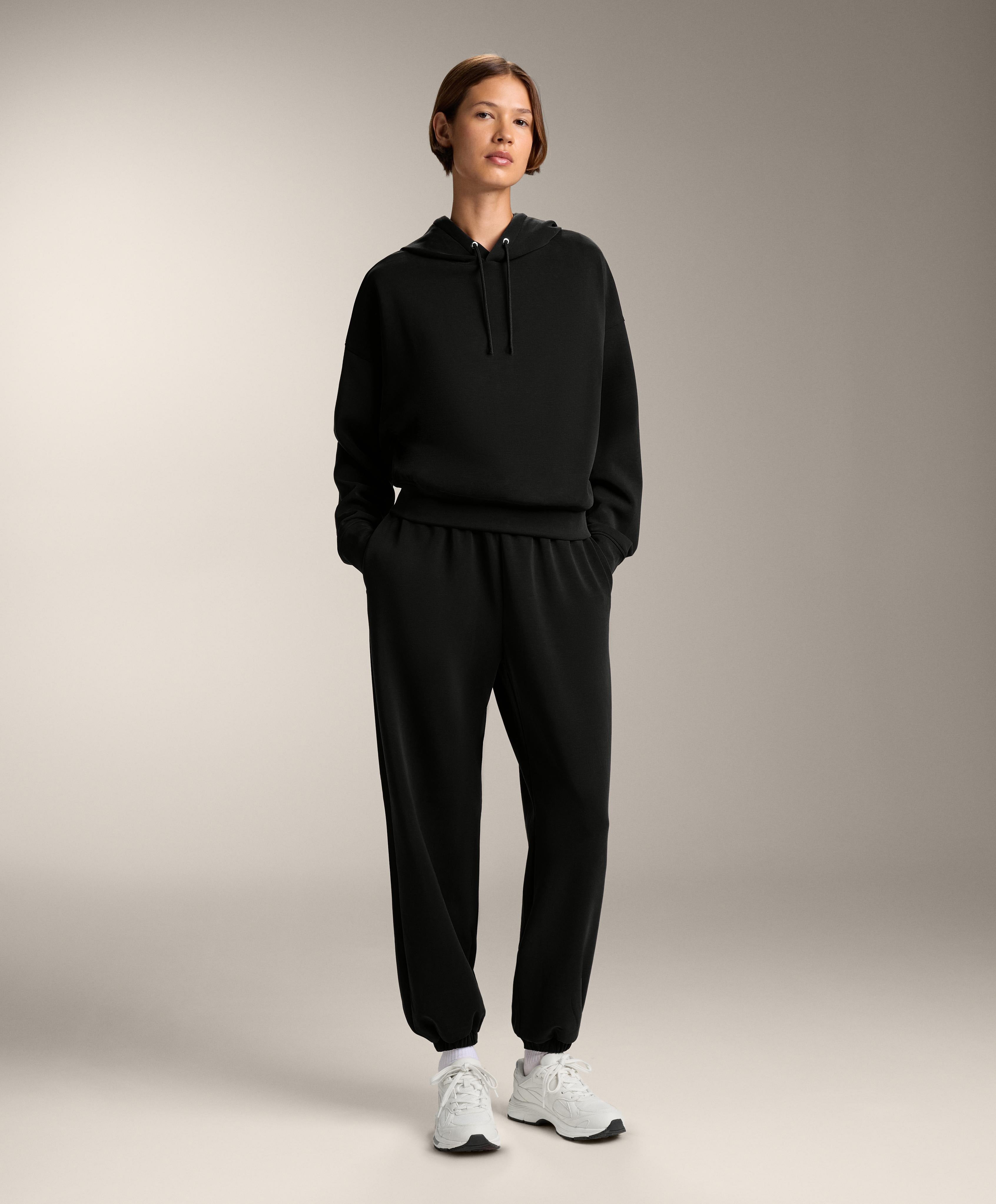 KOTTY Women's Black Oversized Hoodie Jogger Winter Tracksuit Set