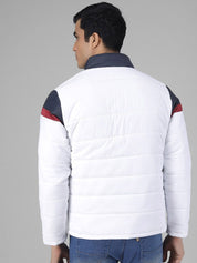Kotty Men White Colourblocked Puffer Jacket