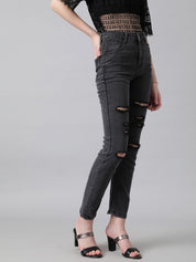 Kotty Women Slim Fit High-Rise Slash Knee Stretchable Jeans