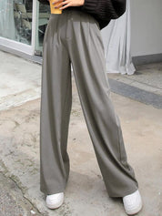 KOTTY Basics Women Relaxed Straight Leg Straight Fit High-Rise Easy Wash Pleated Trousers