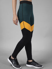 Kotty Women Black & Yellow Colourblocked Tights