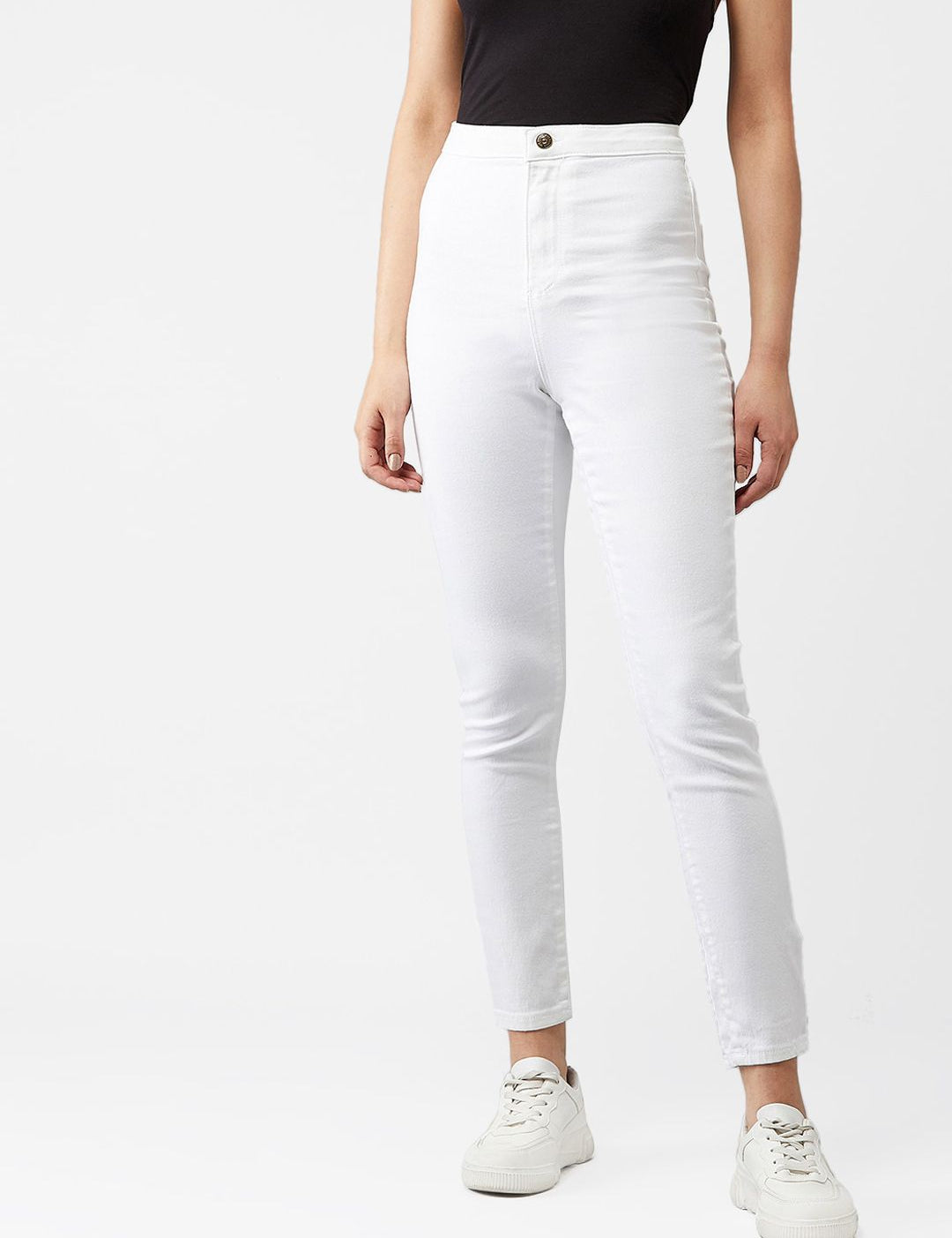 Kotty Women White Skinny Fit High-Rise Clean Look Jeans