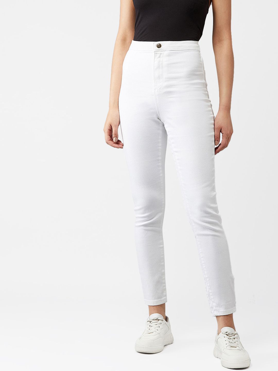 Kotty Women White Skinny Fit High-Rise Clean Look Jeans
