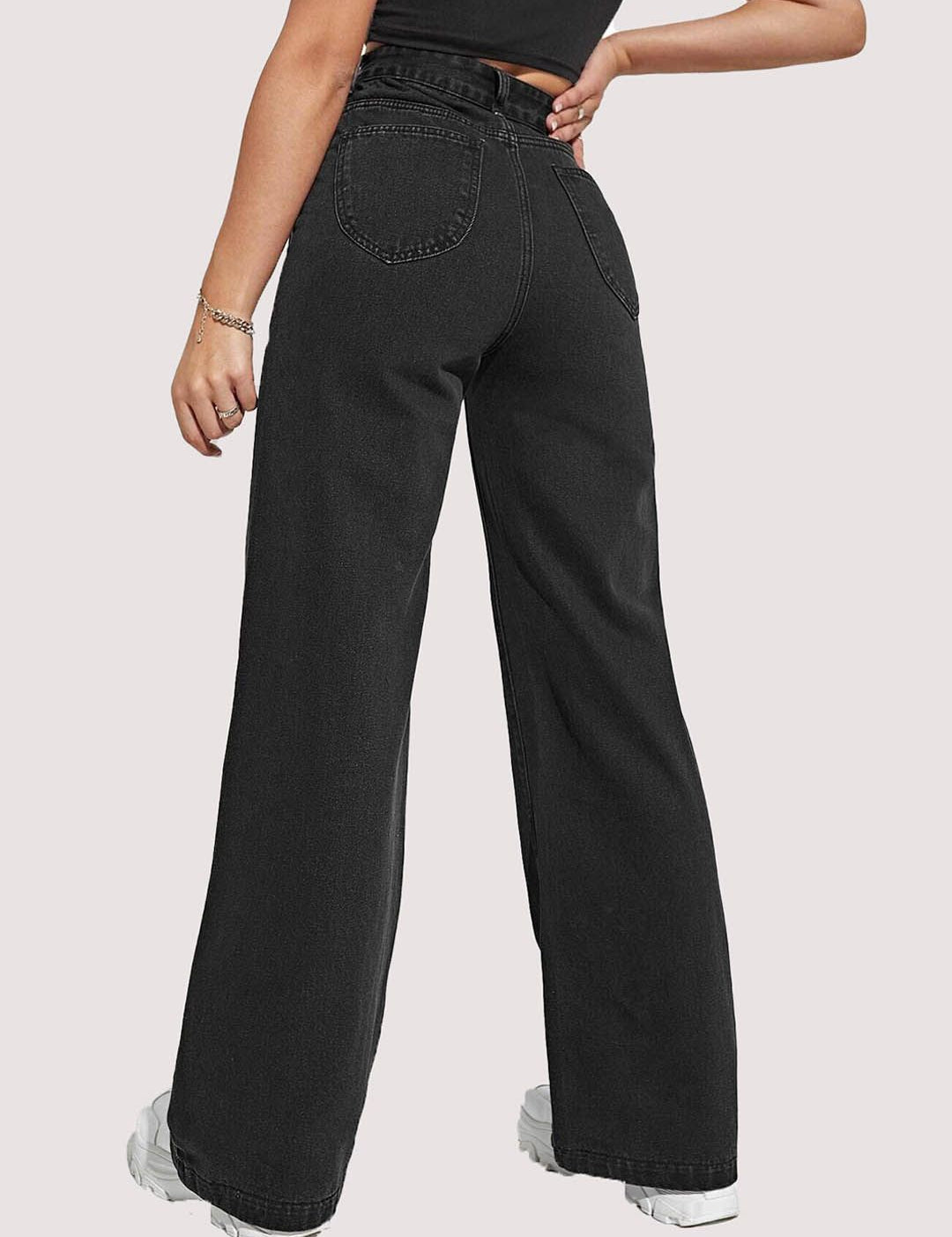 Kotty Women Black Jean Straight Fit High Rise Stretchable Jeans