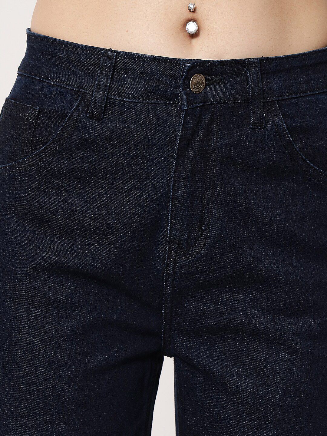 Kotty Women Navy Blue Jean Straight Fit Stretchable Jeans