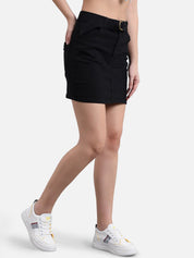 Kotty Women Black Solid Above Knee Straight Skirt