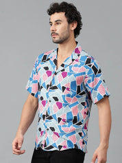 Kotty Men Cuban Collar Abstract Printed Casual Shirt