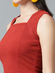 Kotty Rust Square Neck Peplum Top