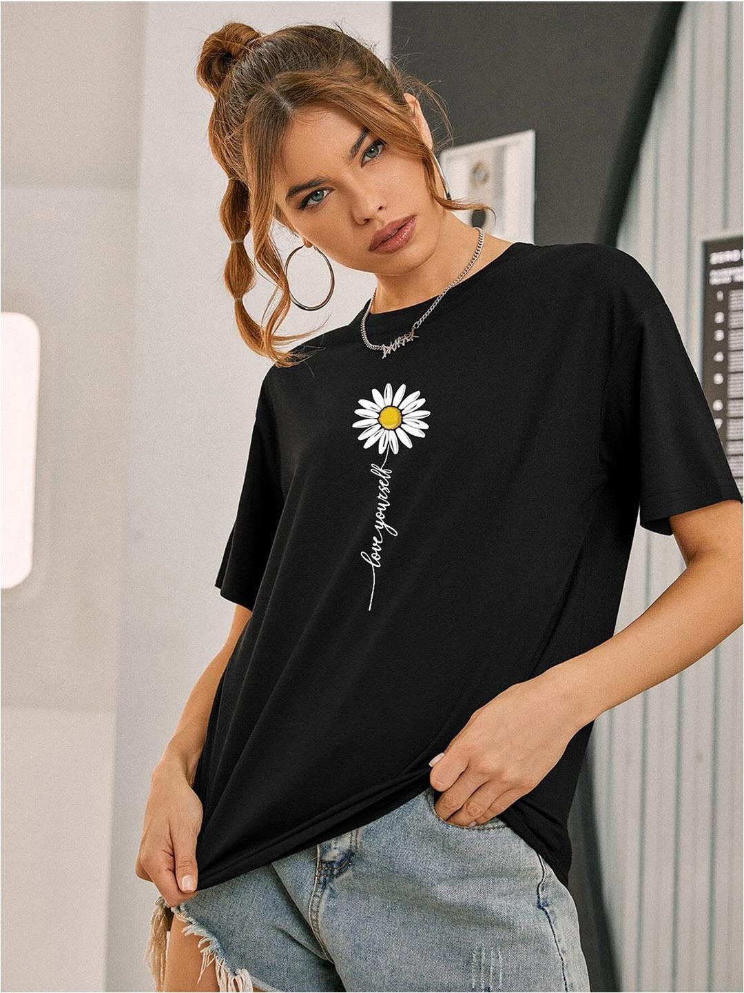 Kotty Floral Printed Oversize Cotton T-shirt