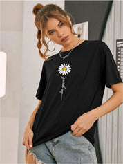 Kotty Floral Printed Oversize Cotton T-shirt