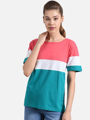 Kotty Women Multicoloured Pack of 2 Colourblocked Round Neck T-shirt
