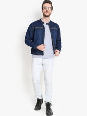 Kotty Men Blue Solid Denim Jacket