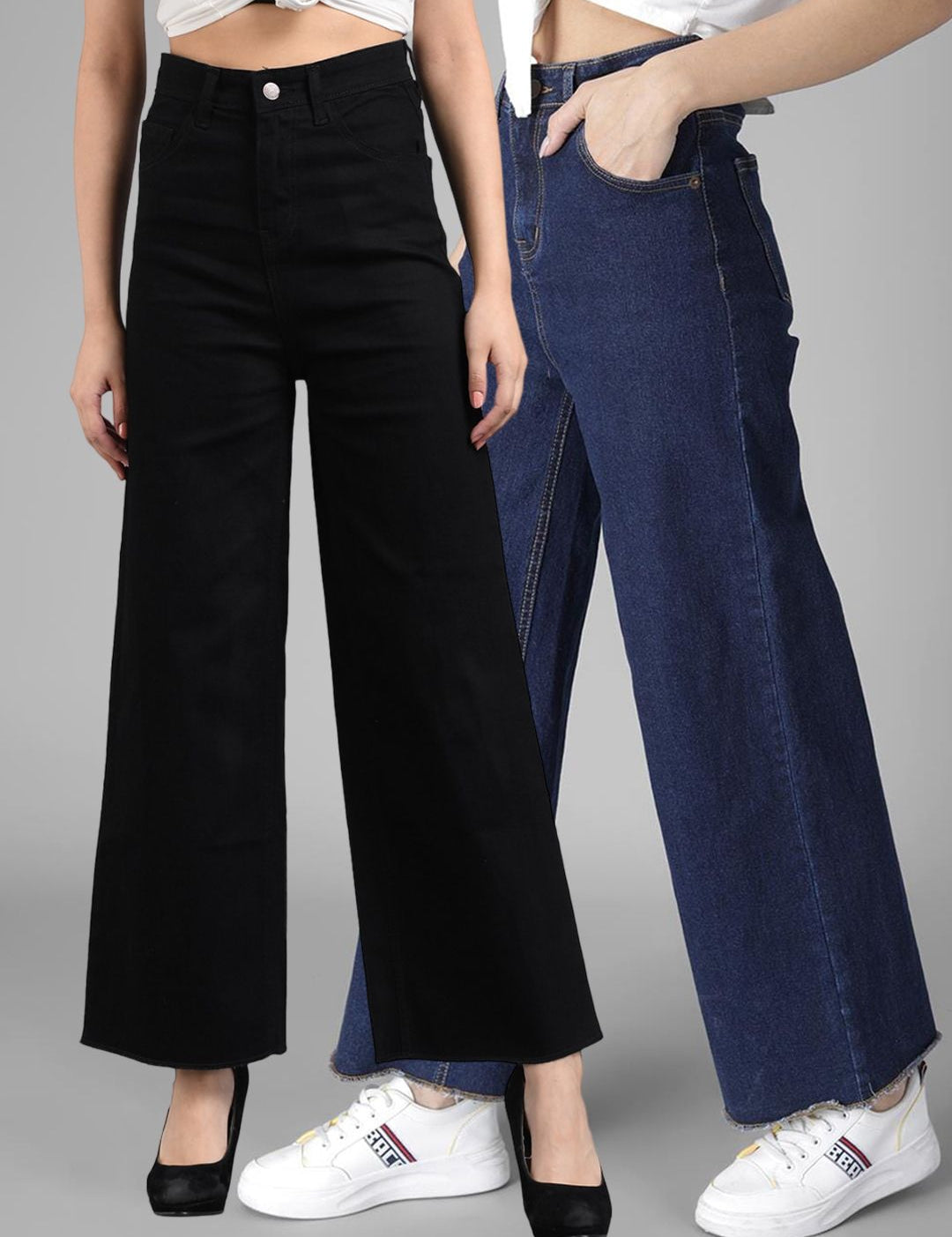 Kotty Women Pack Of 2 Jean Flared High-Rise Stretchable Jeans