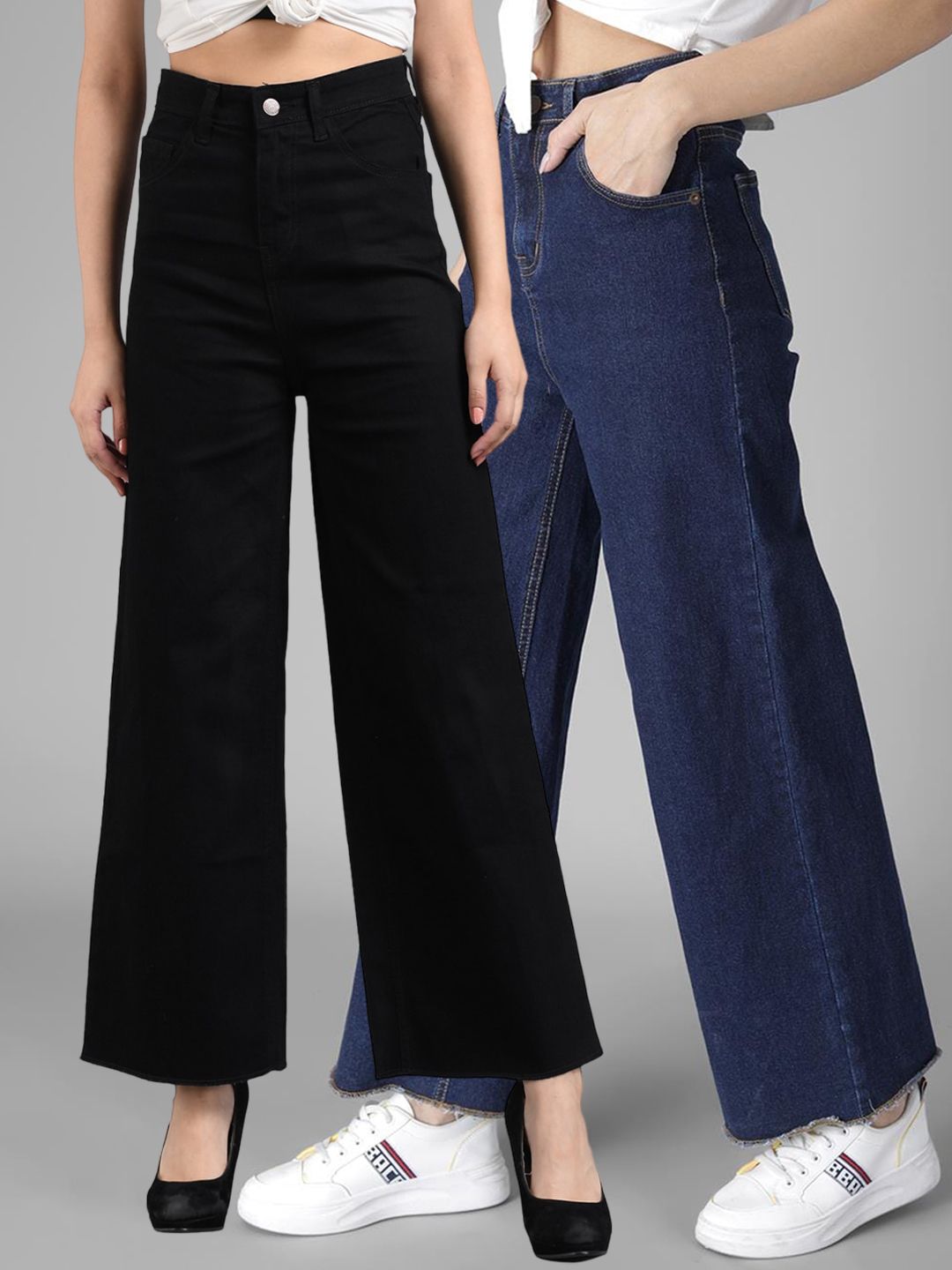 Kotty Women Pack Of 2 Jean Flared High-Rise Stretchable Jeans