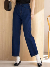 Kotty Women Blue Jean Straight Fit High-Rise Clean Look Stretchable Jeans