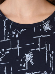 Kotty Women Blue Printed Round Neck T-shirt