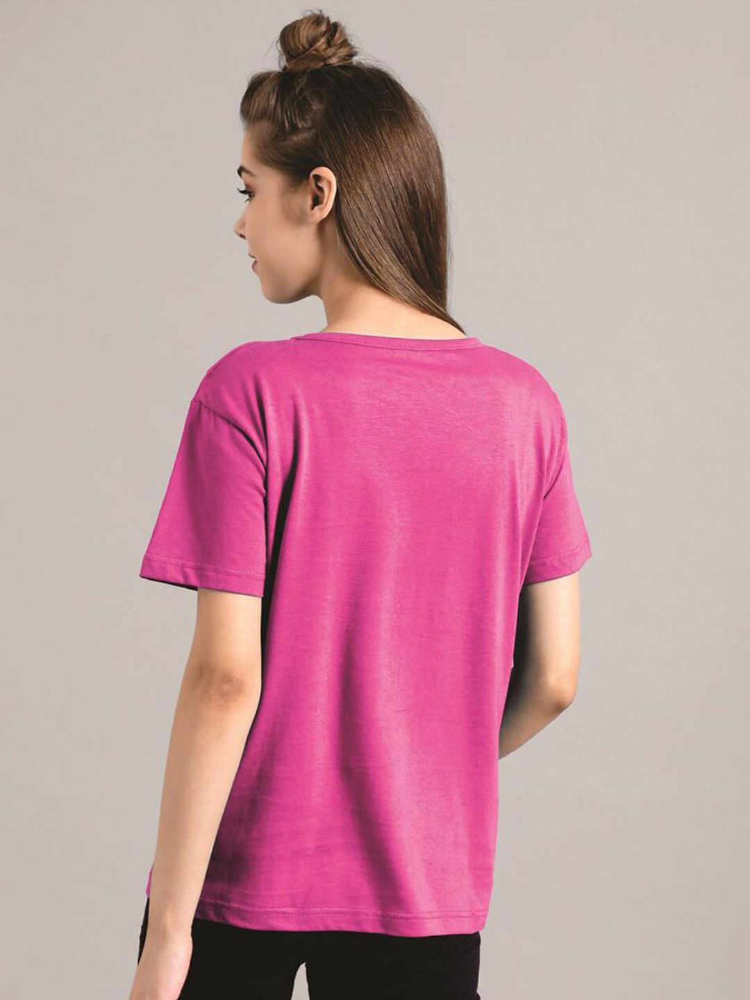 Kotty Women Purple Printed Round Neck T-shirt