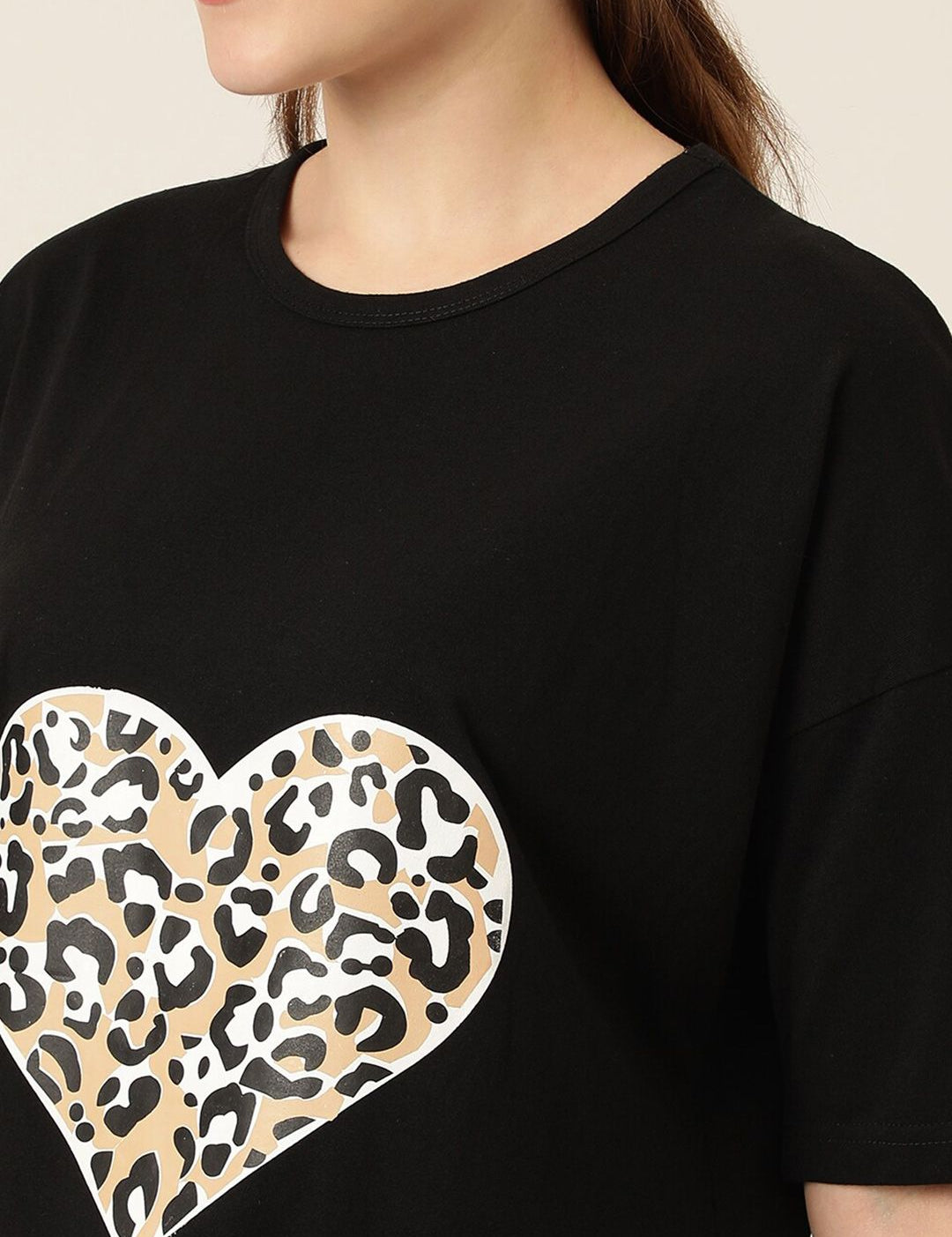 KOTTY Basics Graphic Printed Drop-Shoulder Sleeves Oversized T-shirt