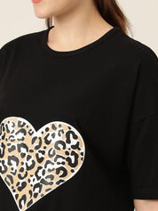 KOTTY Basics Graphic Printed Drop-Shoulder Sleeves Oversized T-shirt