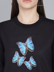 Kotty Women Black Printed Sweatshirt