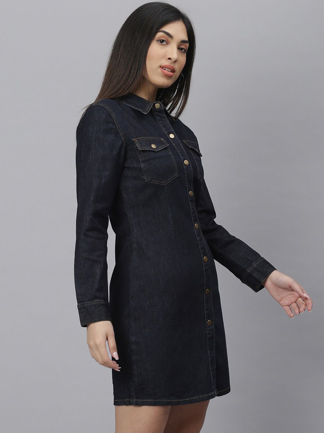 Kotty Women Blue Solid Shirt Dress