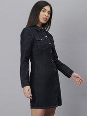 Kotty Women Blue Solid Shirt Dress