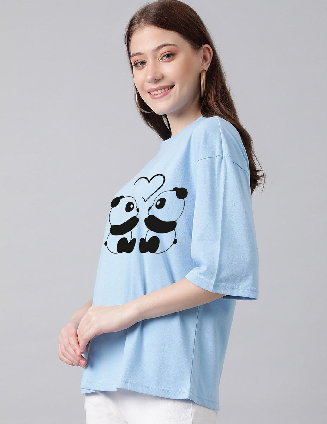 Kotty Graphic Printed Round Neck Drop-Shoulder Sleeves Oversized Fit Cotton T-Shirt