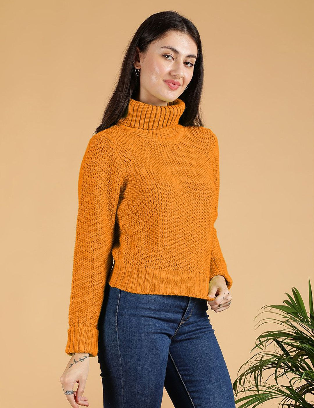 Kotty Women Turtle Neck Crop Pullover