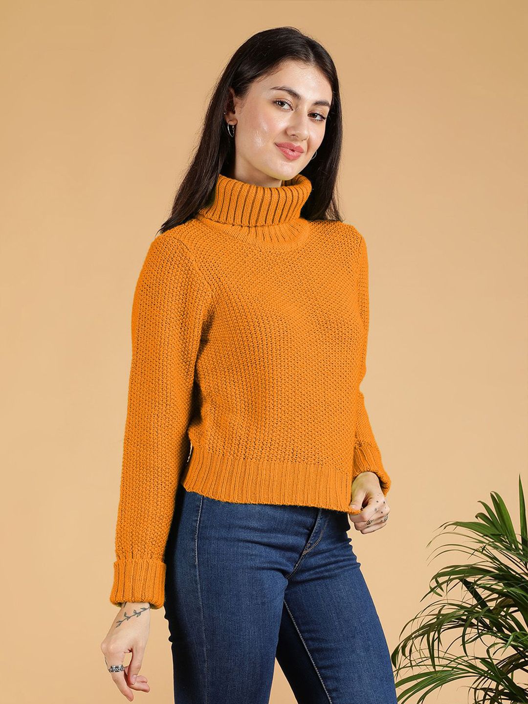 Kotty Women Turtle Neck Crop Pullover