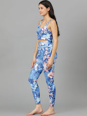 Kotty Round Neck Sleeveless Printed Crop Top & Tight Night Suit Set