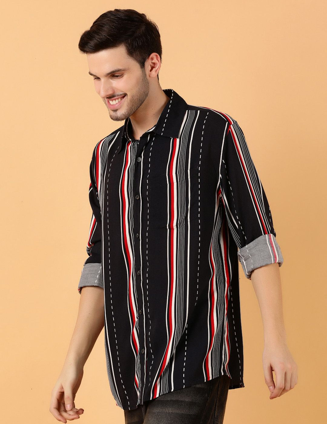 Kotty Men Spread Collar Graphic Printed Casual Regular Fit Shirt