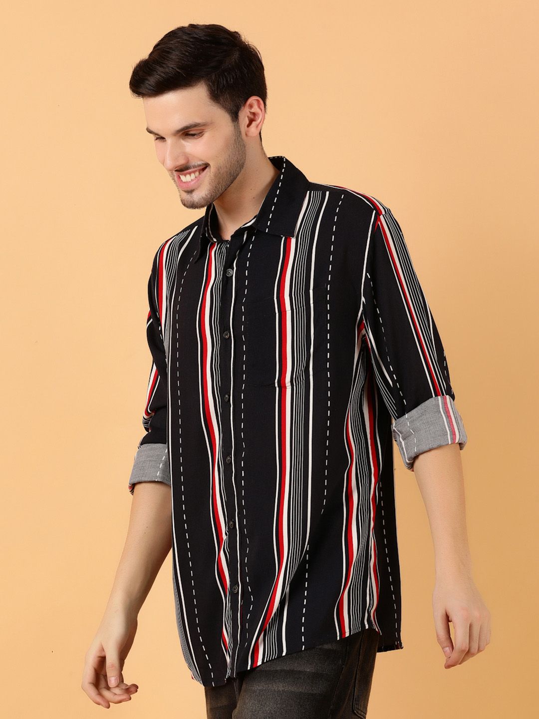 Kotty Men Spread Collar Graphic Printed Casual Regular Fit Shirt