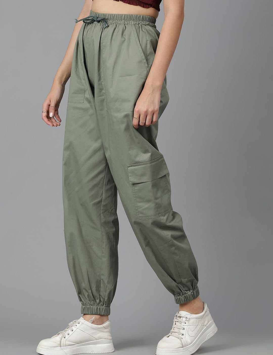 Kotty Women High-Rise Easy Wash Cotton Chinos Trousers