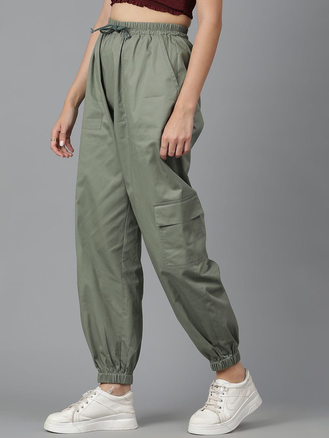 Kotty Women High-Rise Easy Wash Cotton Chinos Trousers