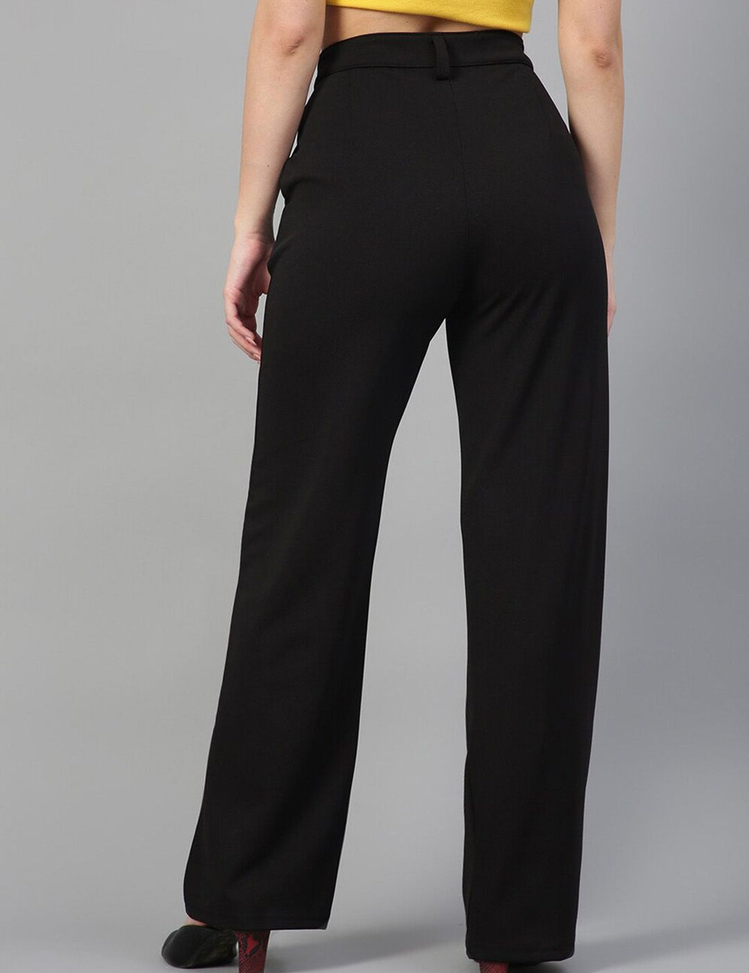 KOTTY BIZwear Women Relaxed Straight Fit High-Rise Easy Wash Trousers