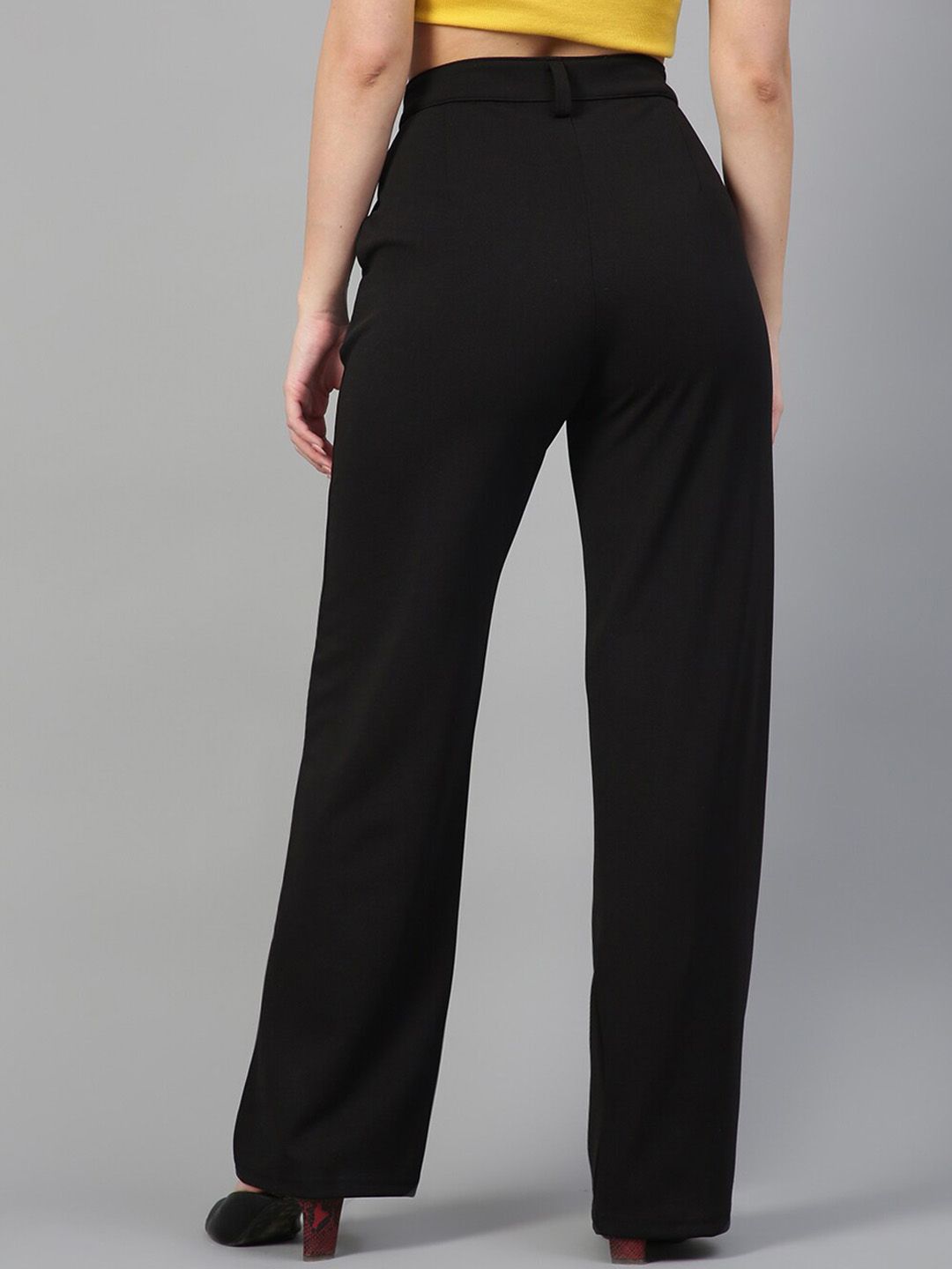 KOTTY BIZwear Women Relaxed Straight Fit High-Rise Easy Wash Trousers