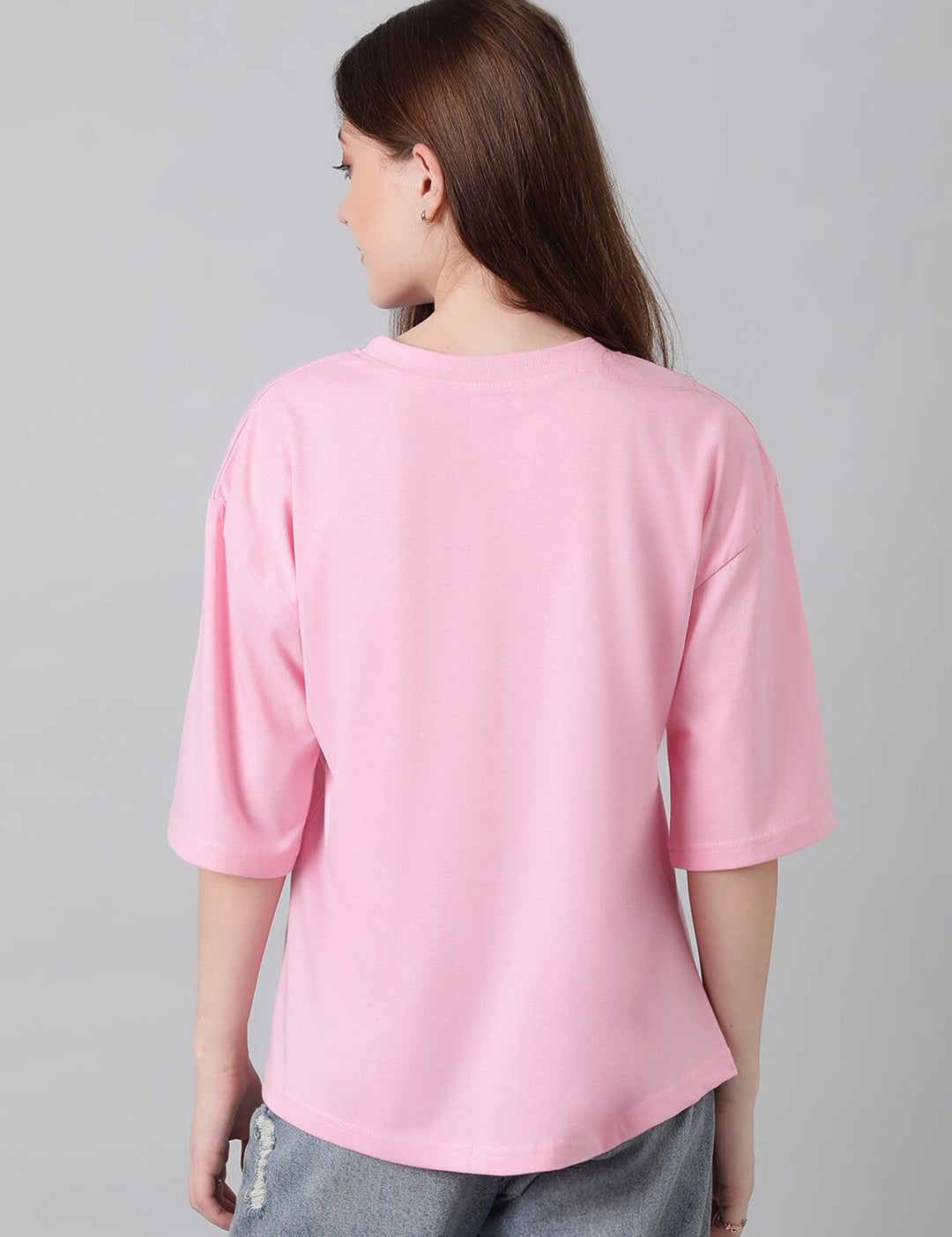 Kotty Typography Printed Drop Shoulder Sleeves Oversized T-shirt