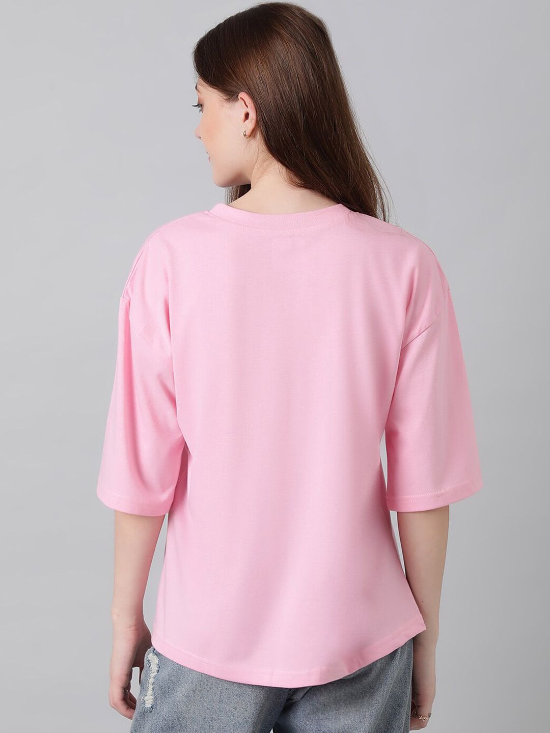 Kotty Typography Printed Drop Shoulder Sleeves Oversized T-shirt