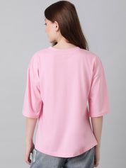 Kotty Typography Printed Drop Shoulder Sleeves Oversized T-shirt