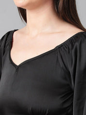 Kotty V-Neck Flared Sleeve Satin Top
