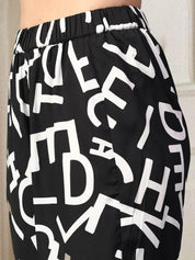 Kotty Black and White Printed Shirt Collar Shirt With Trouser