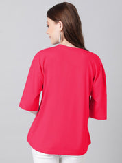 KOTTY Basics Round Neck Drop-Shoulder Sleeves Oversized Fit Cotton T-Shirt