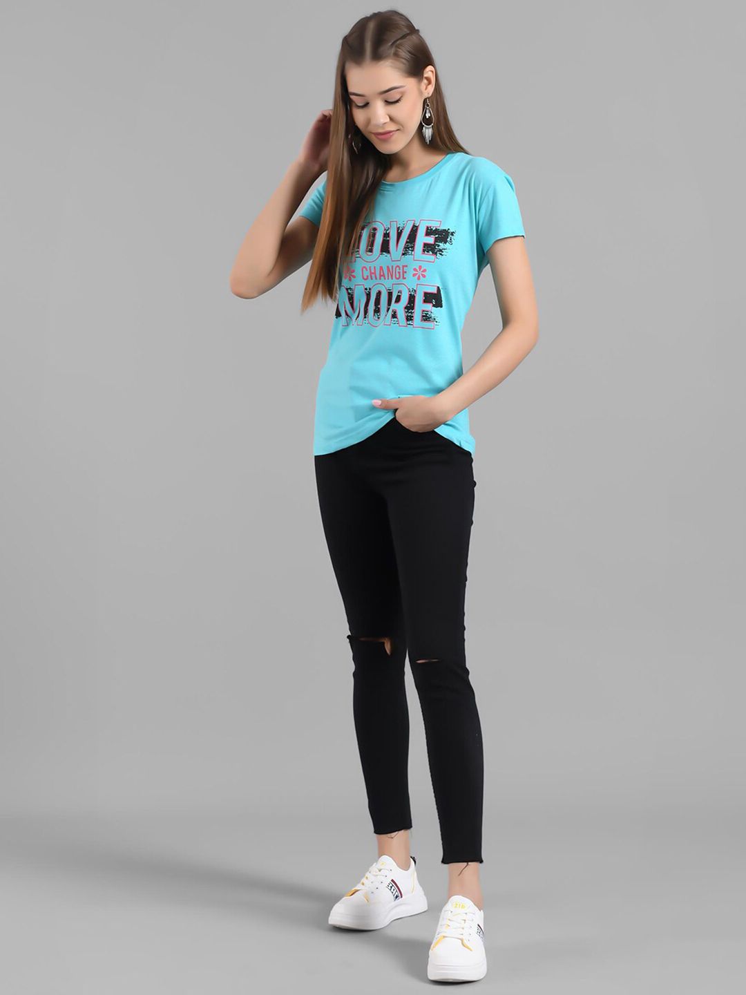 Kotty Typography Printed Round Neck T-shirt