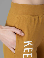 Kotty Women Mustard Yellow & White Printed Joggers