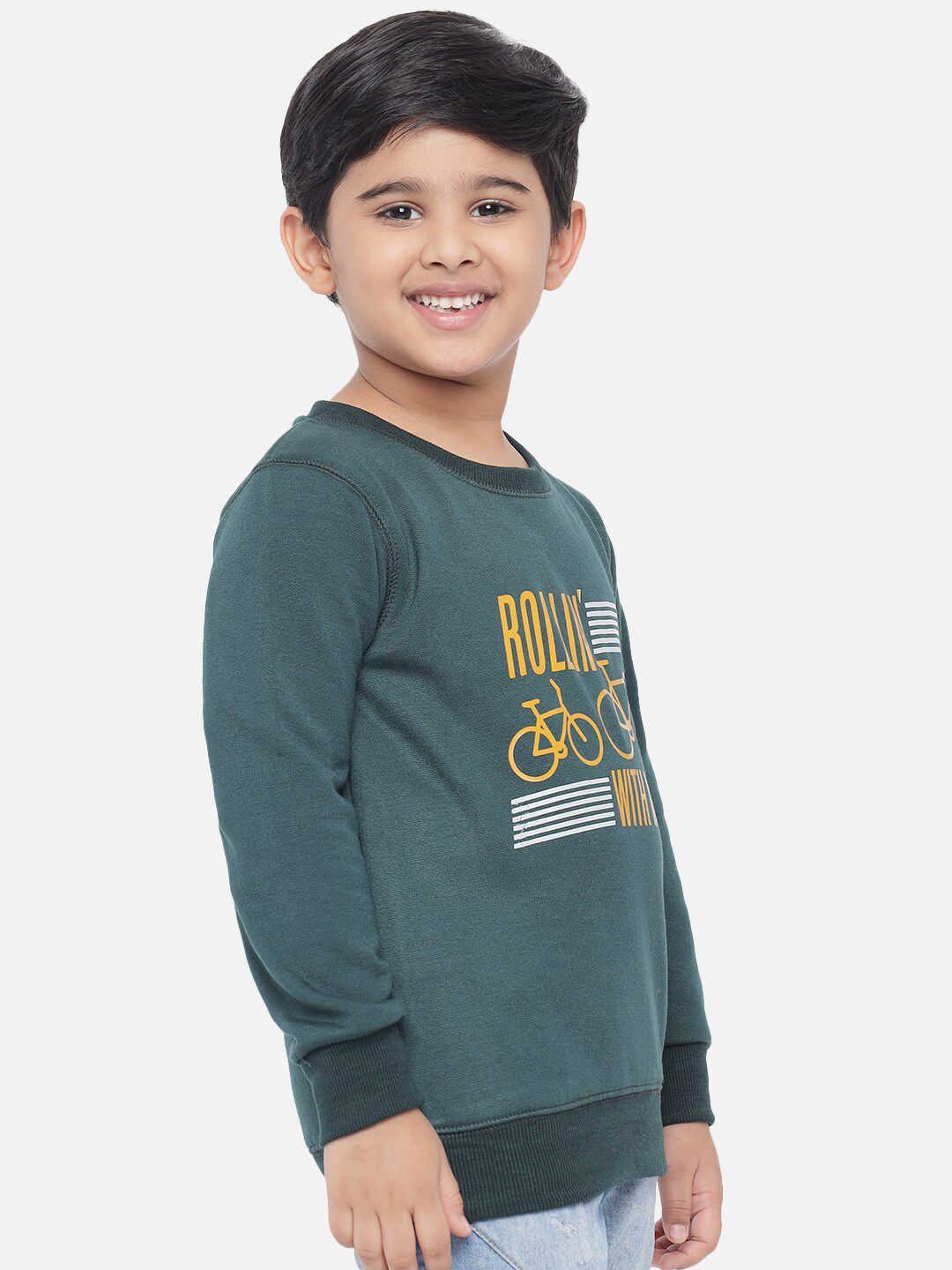 Kotty Boys Green Printed Sweatshirt