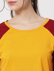 Kotty Women Yellow & Red Colourblocked T-shirt