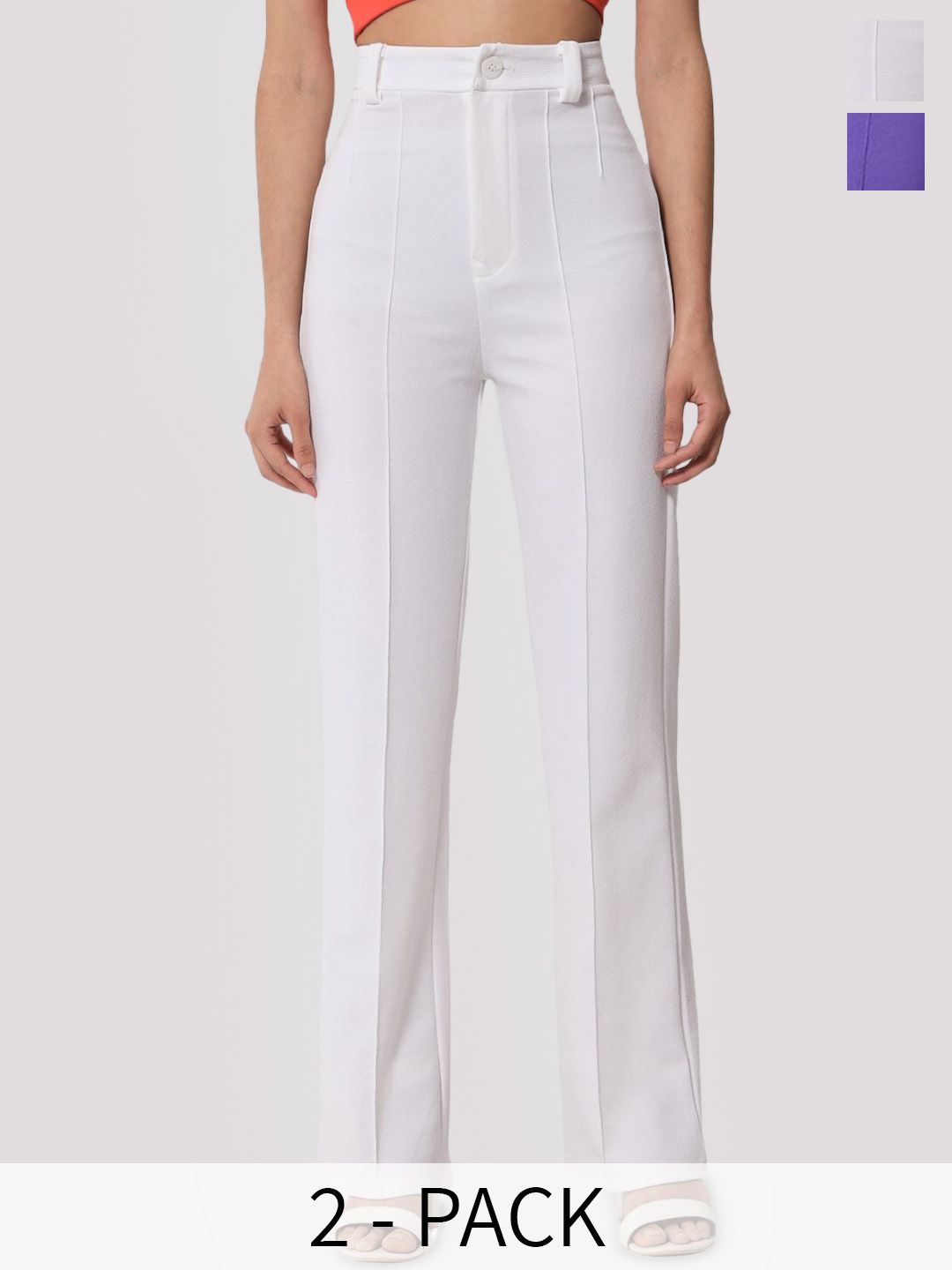 Kotty Women Relaxed Straight Leg Straight Fit High-Rise Easy Wash Trousers