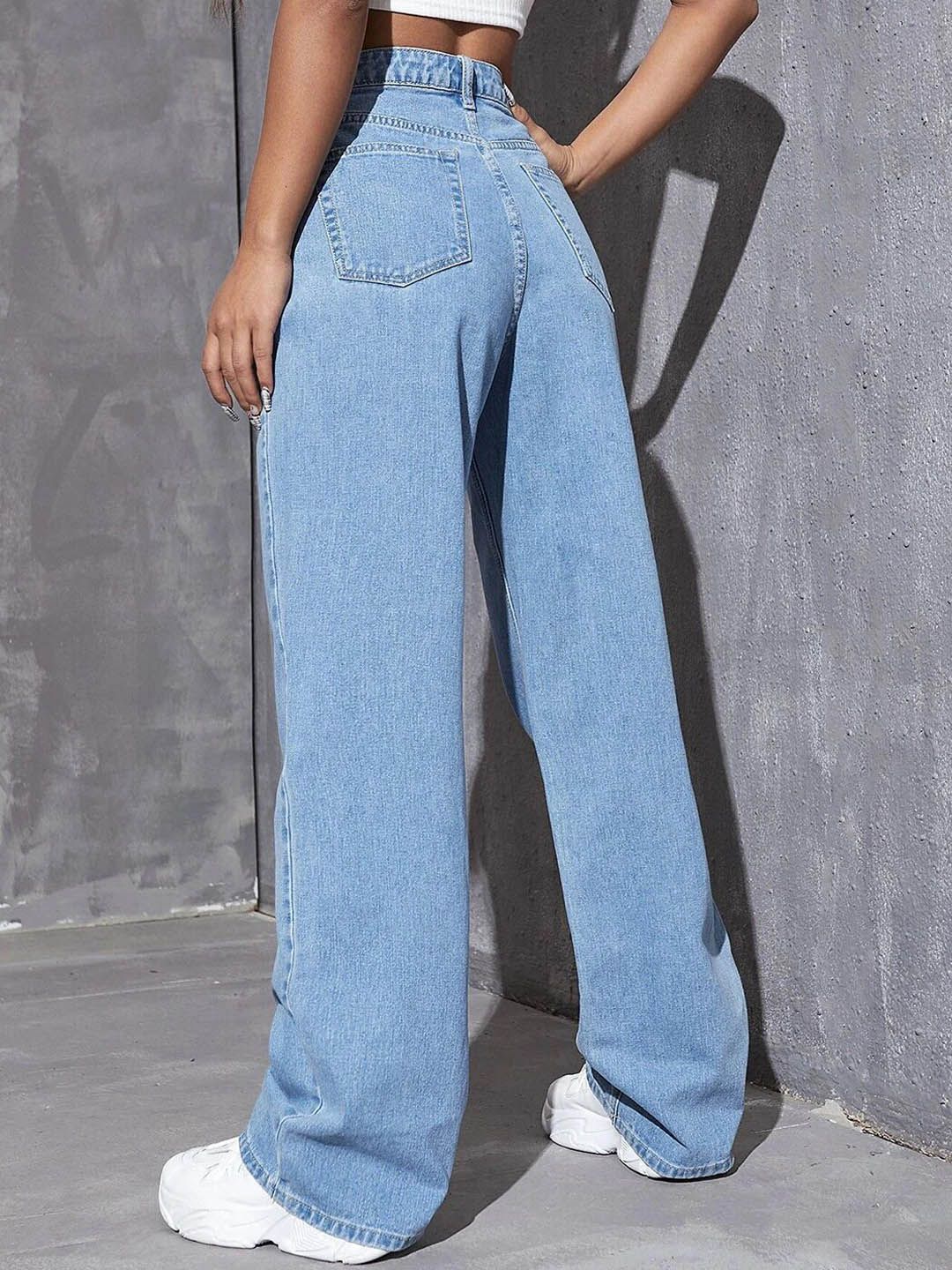 Kotty Women Jean Straight Fit Leg High-Rise Light Fade Stretchable Jeans